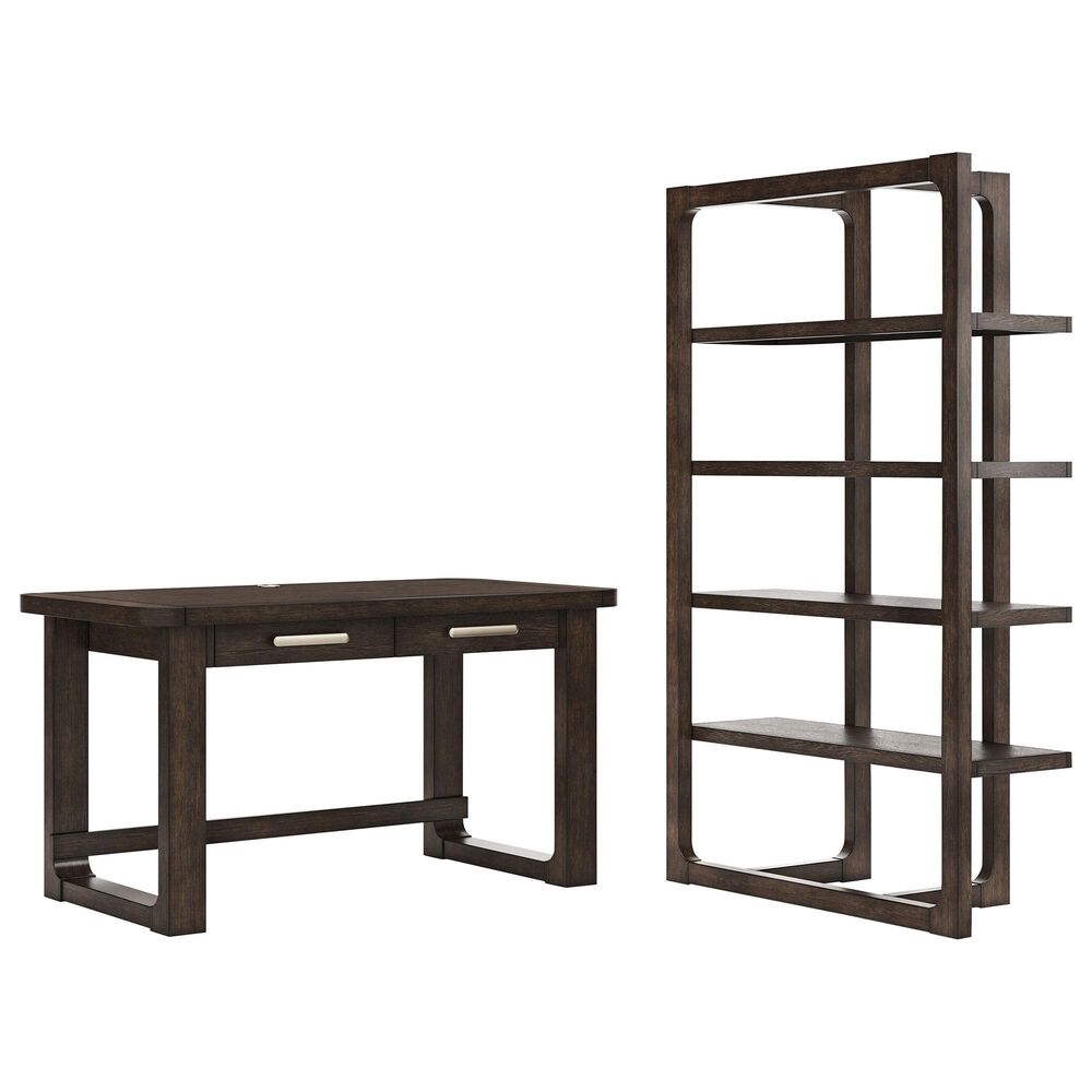 Ashley Breckington 2-Piece Desk and Bookcase Set in Dark Brown, , large