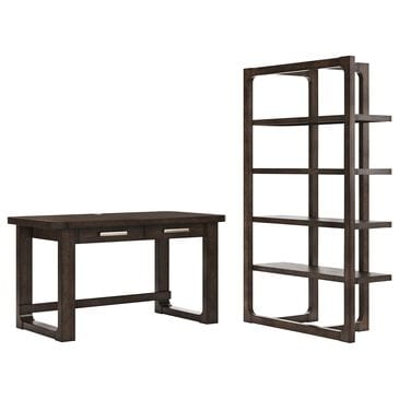 Ashley Breckington 2-Piece Desk and Bookcase Set in Dark Brown, , large