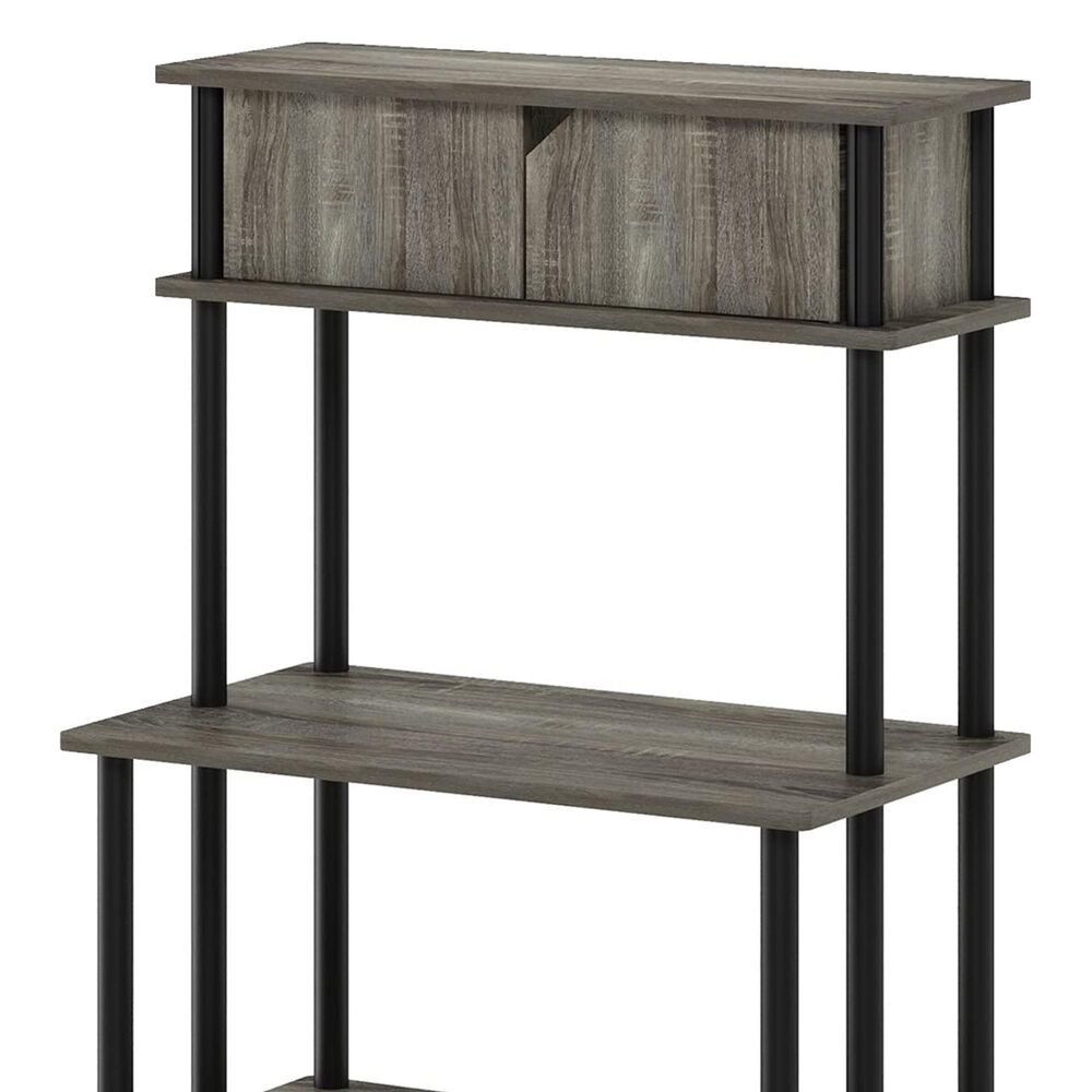HOMLUX Turn-N-Tube 3-Tier Kitchen Storage Shelf with Top Cabinet in French Oak Grey and Black, , large