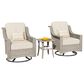 HOMLUX 3-Piece Outdoor Swivel Rocking Chair Set and Side Table in Beige, , large