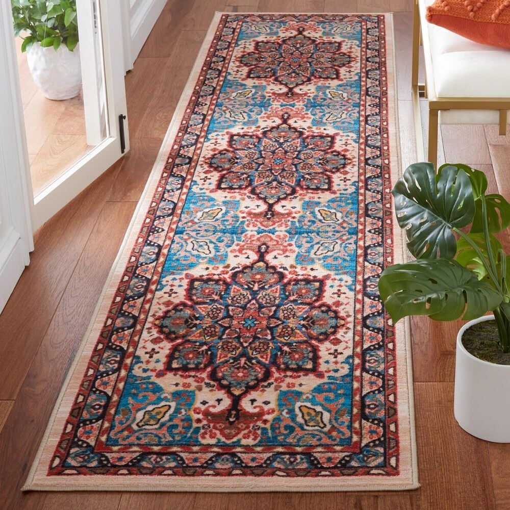 Safavieh Riviera 2&#39;2&quot; x 9&#39; Blue and Beige Runner, , large