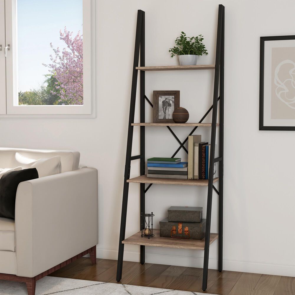 Timberlake Hastings Home 4-Tier Bookcase in Gray and Black, , large