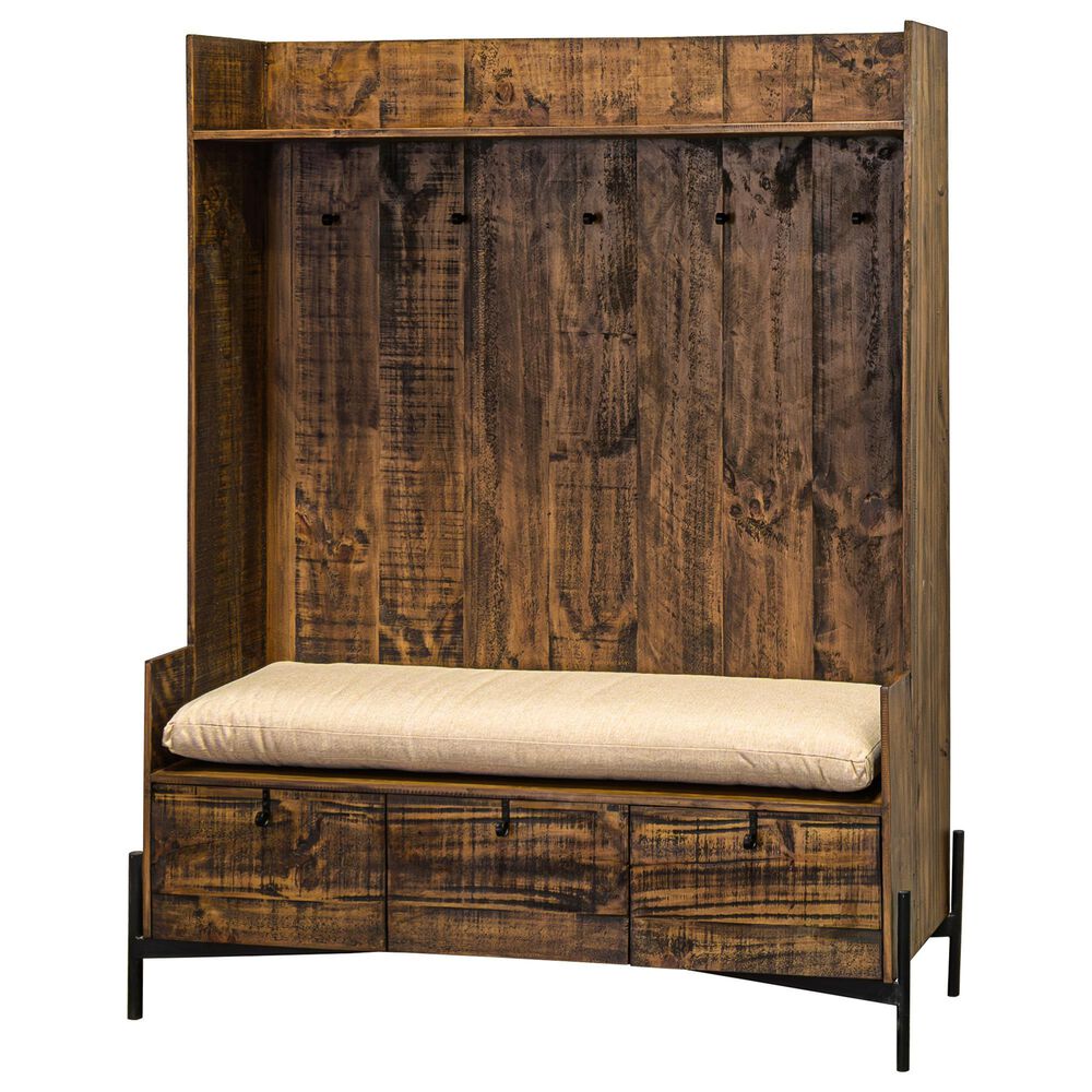 Rustic Root Premier Solana Hall Tree with Drawers in Saddle Brown, , large