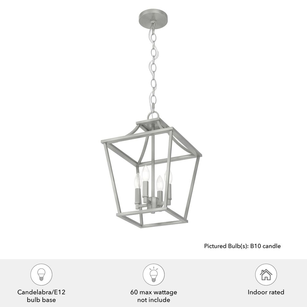 Hunter Laurel Ridge 12&quot; 4-Light Lantern Pendant in Brushed Nickel, , large