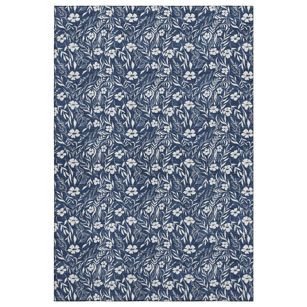 Dalyn Rug Company Soft Essentials Floral Navy 9" x 12" Indoor/Outdoor Area Rug, , large
