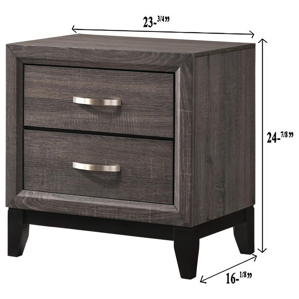 Crown Mark Akerson 2 Drawer Nightstand in Grey, , large