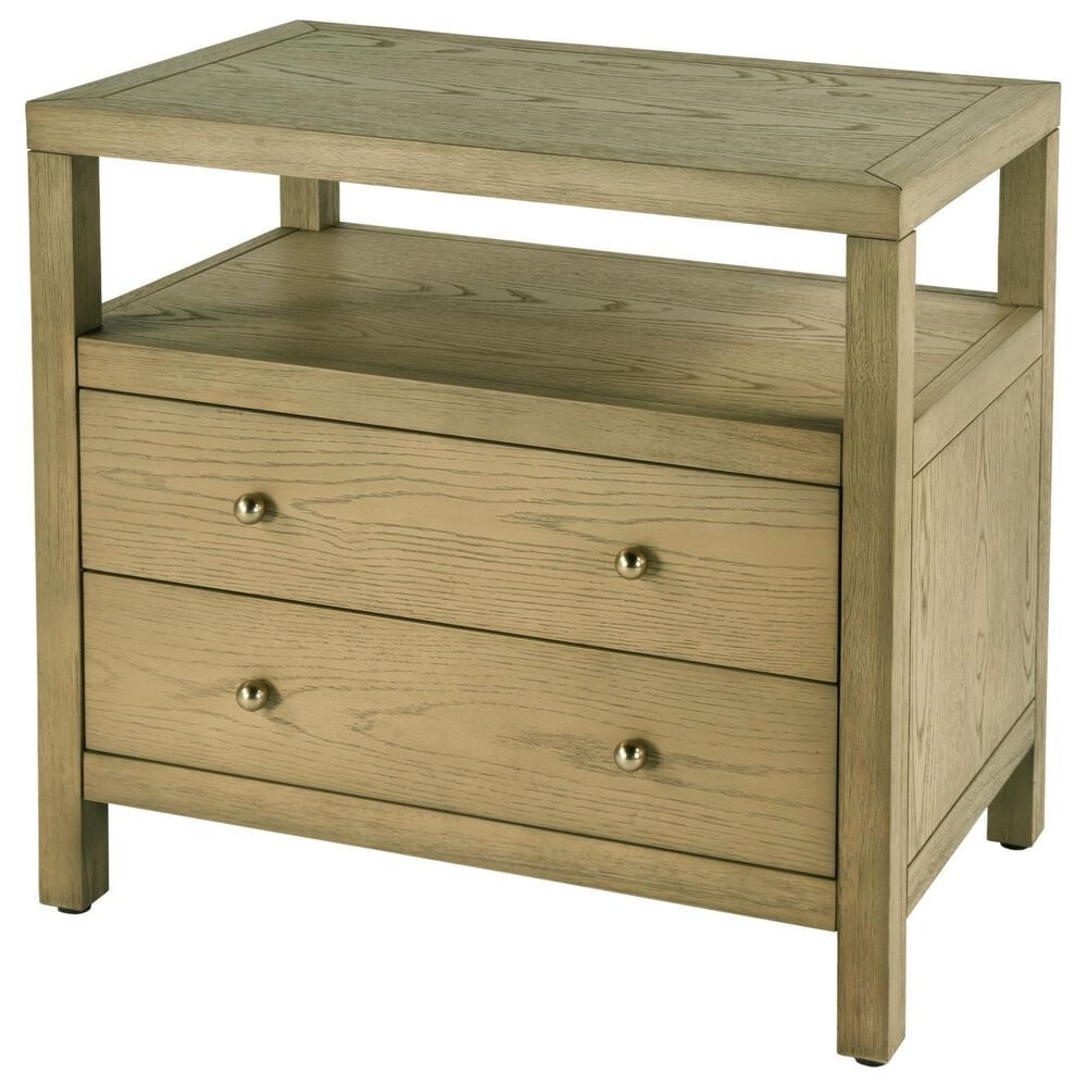 Butler Specialty Company Nora 2-Drawer Wide Nightstand with Open Shelf in Light Oak, , large
