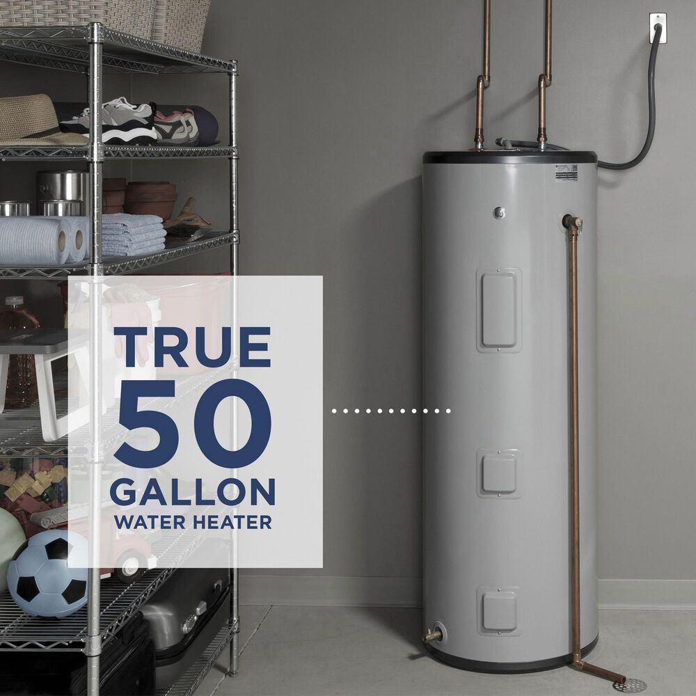 GE Appliances 50-Gallon Smart Short Electric Water Heater in Gray, , large