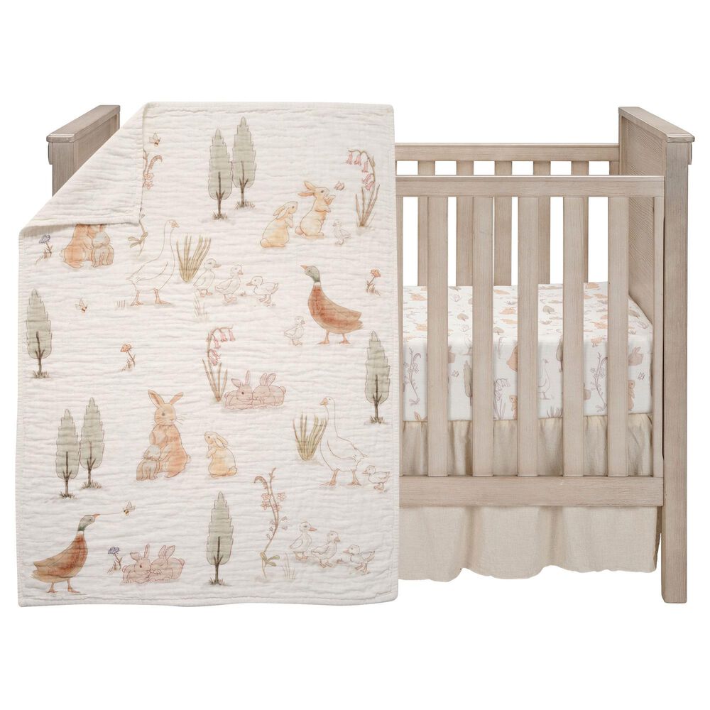 Lambs &amp; Ivy Bunny Hop 3-Piece Crib Bedding Set in White and Ivory, , large