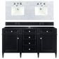 James Martin Vanities Brittany 60" Double Bathroom Vanity in Black Onyx with 3 cm Carrara White Marble Top, , large