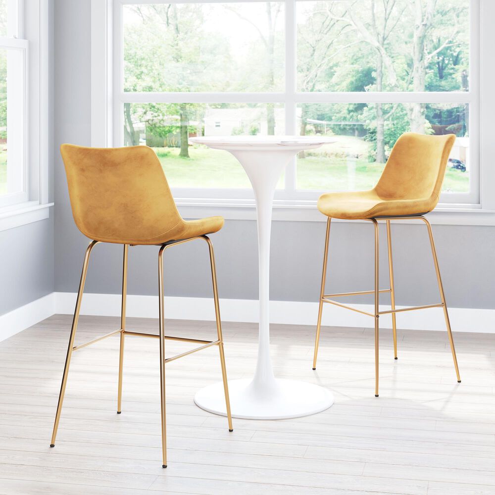 Zuo Modern Tony Extra Tall Bar Chair in Yellow/Gold, , large