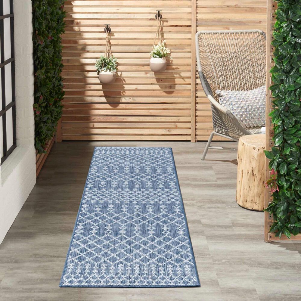 Nourison Positano Southwestern Navy Blue 2&#39; x 6&#39; Indoor/Outdoor Runner, , large