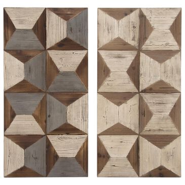 Maple and Jade 40" x 19" Farmhouse Wall Decor in Brown and White (Set of 2), , large