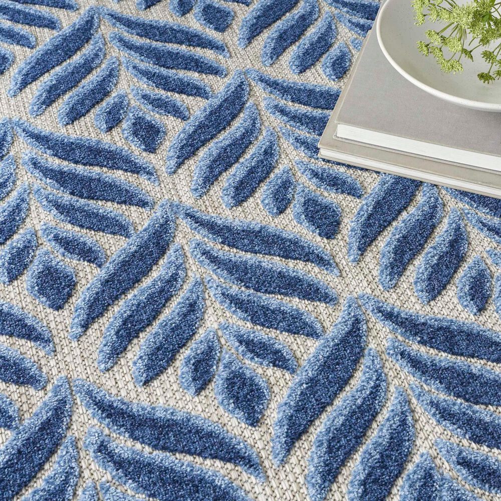 Nourison Aloha Floral 7&#39;10&quot; x 10&#39;6&quot; Blue Indoor/Outdoor Area Rug, , large
