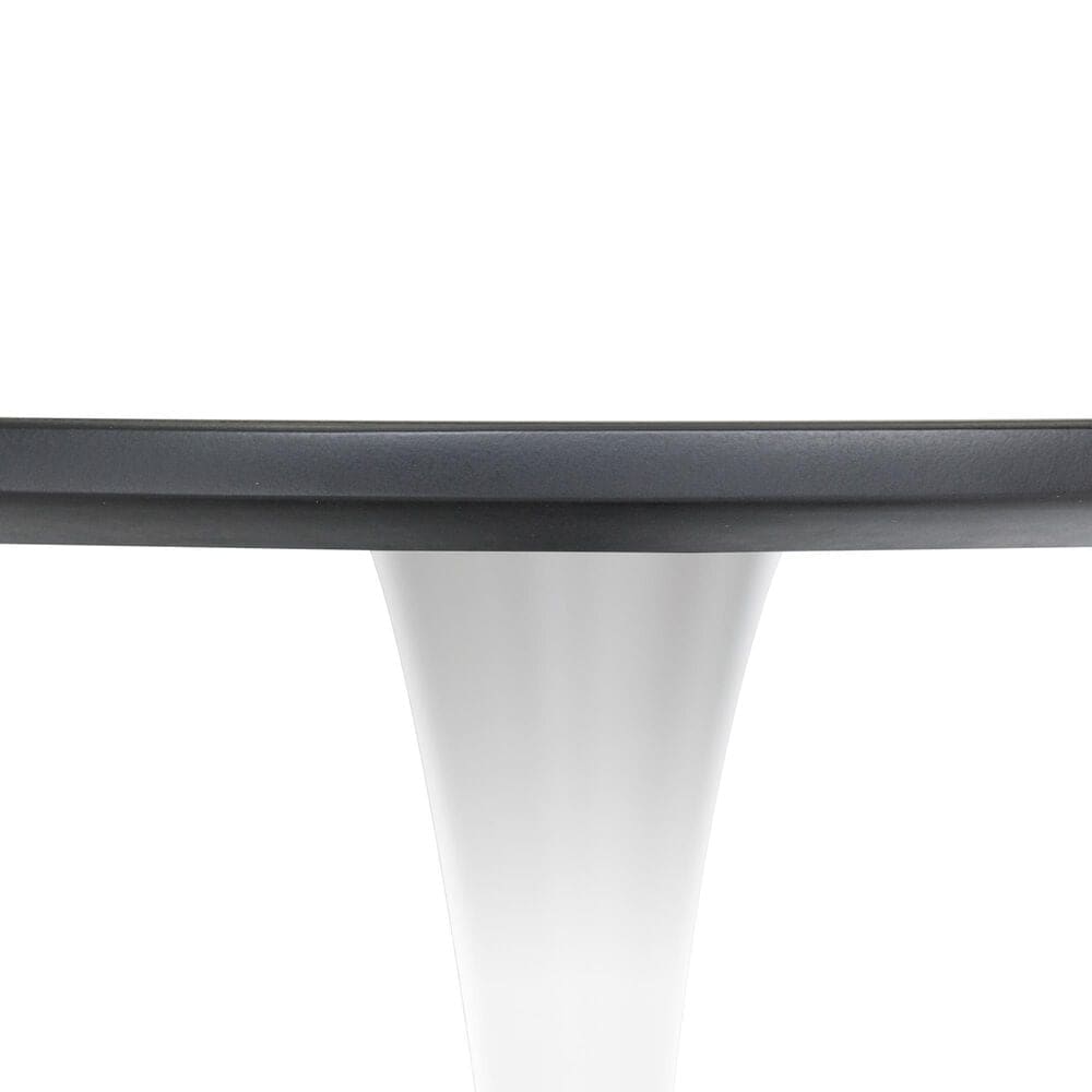Leisuremod LeisureMod Bristol Mid-Century Modern Round Dining Table with a 31 Wood Top and Iron Pedestal Base with Gloss Finish for Kitchen and Dining Room, , large