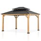 Sunwell Garden 13" x 11" Outdoor Double Roof Hardtop Wood Gazebo, , large
