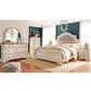 Signature Design by Ashley Realyn 4 Piece King Panel Bed Set in Chipped White and Brown, , large