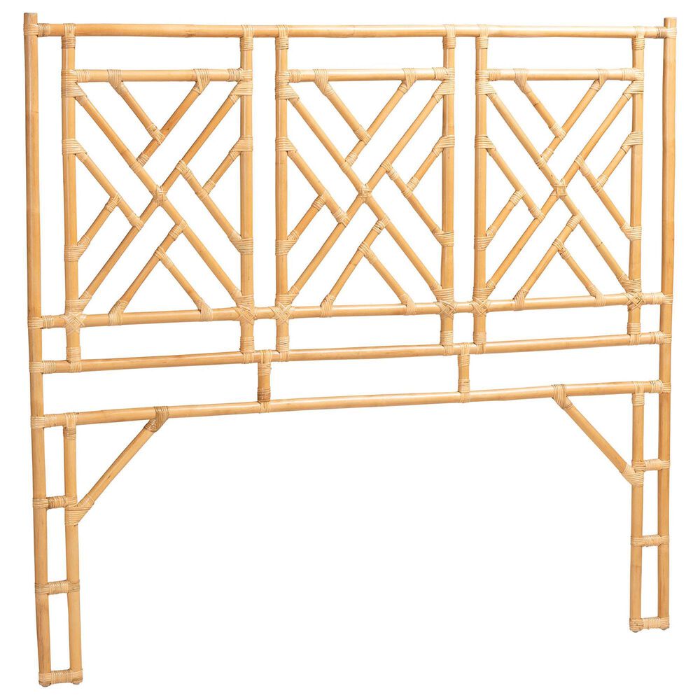Baxton Studio Karavo Queen Standalone Headboard in Natural Rattan, , large