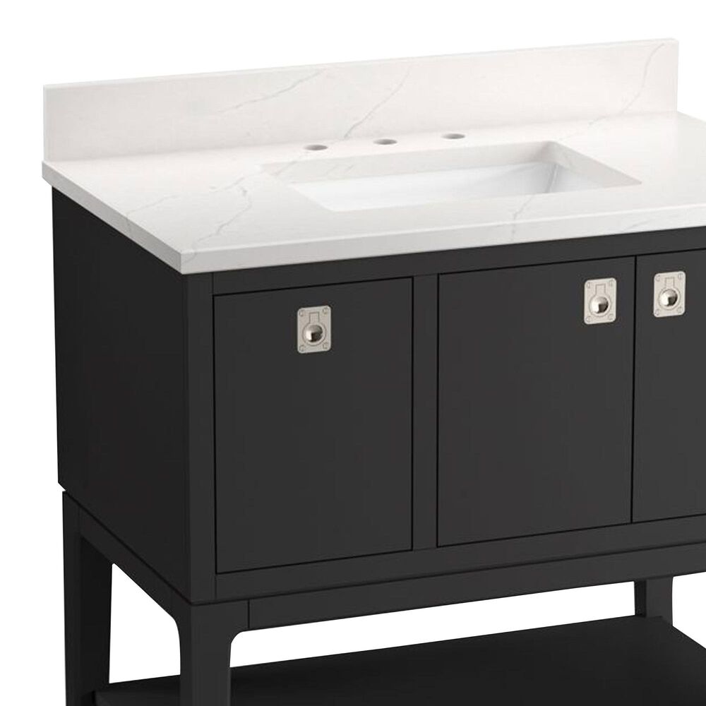 Kohler Seagrove 36" Single Bathroom Vanity in Ferrous Grey with 3 cm White Quartz Top and Rectangular Sink, , large