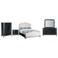 Hooker Furniture Charleston 5-Piece King Upholstered Bedroom Set in Black Cherry, , large