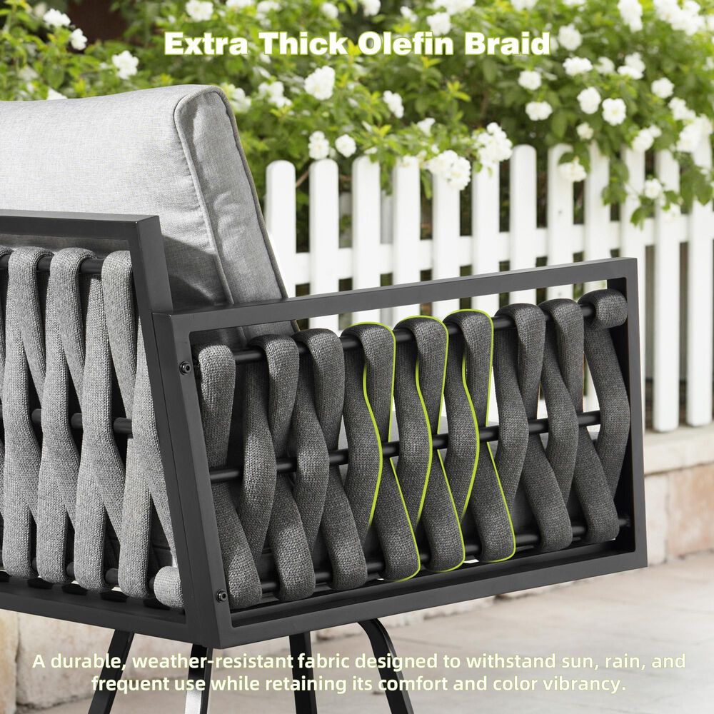 HOMLUX 6-Piece Patio Conversation Set with Woven Sling Fabric in Light Gray, , large