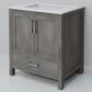 Lexora Home Jacques 30" Single Bathroom Vanity in Distressed Grey with 2 cm White Quartz Top and Rectangular Sink, , large