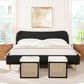Jennifer Taylor Home Roman King Platform Bed with Ebony Black Upholstered in Natural Whitewashed, , large