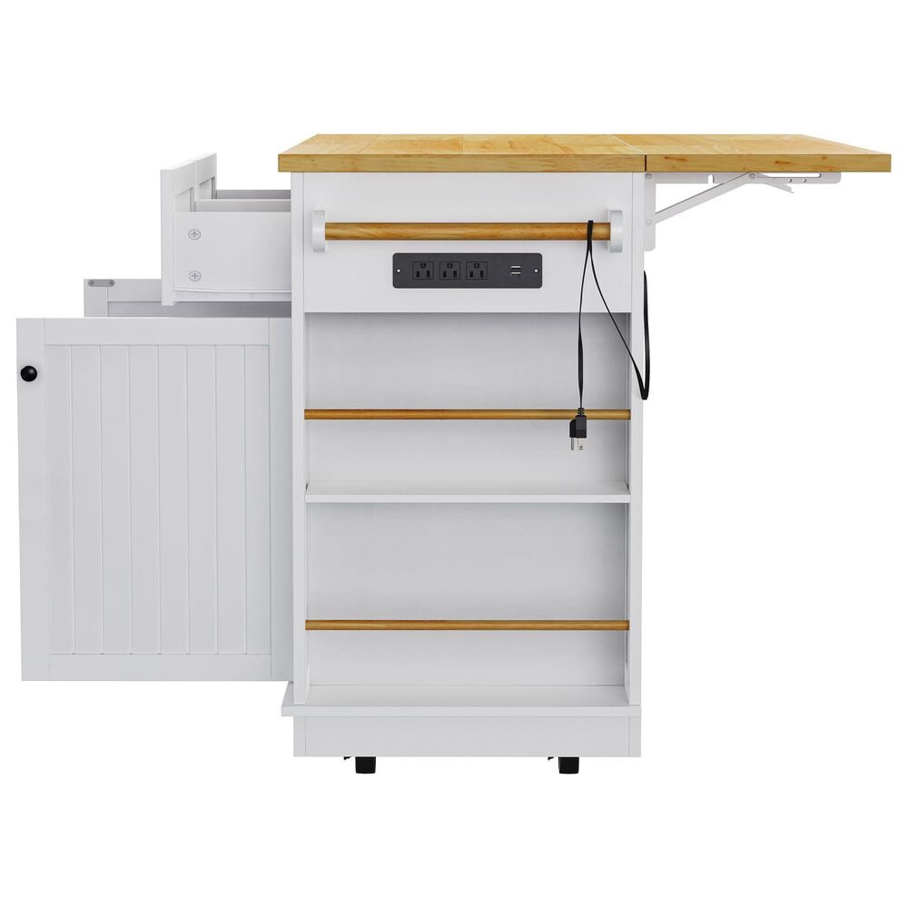 HOMLUX 48" Kitchen Island with Drop Leaf in White and Natural, , large