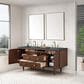 James Martin Vanities Amberly 72" Double Bathroom Vanity in Mid-Century Walnut with 3 cm Parisien Bleu Quartz Top and Rectangular Sinks, , large