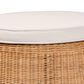 bali & pari Palm 26" Round Ottoman with Light Honey Rattan in White, , large