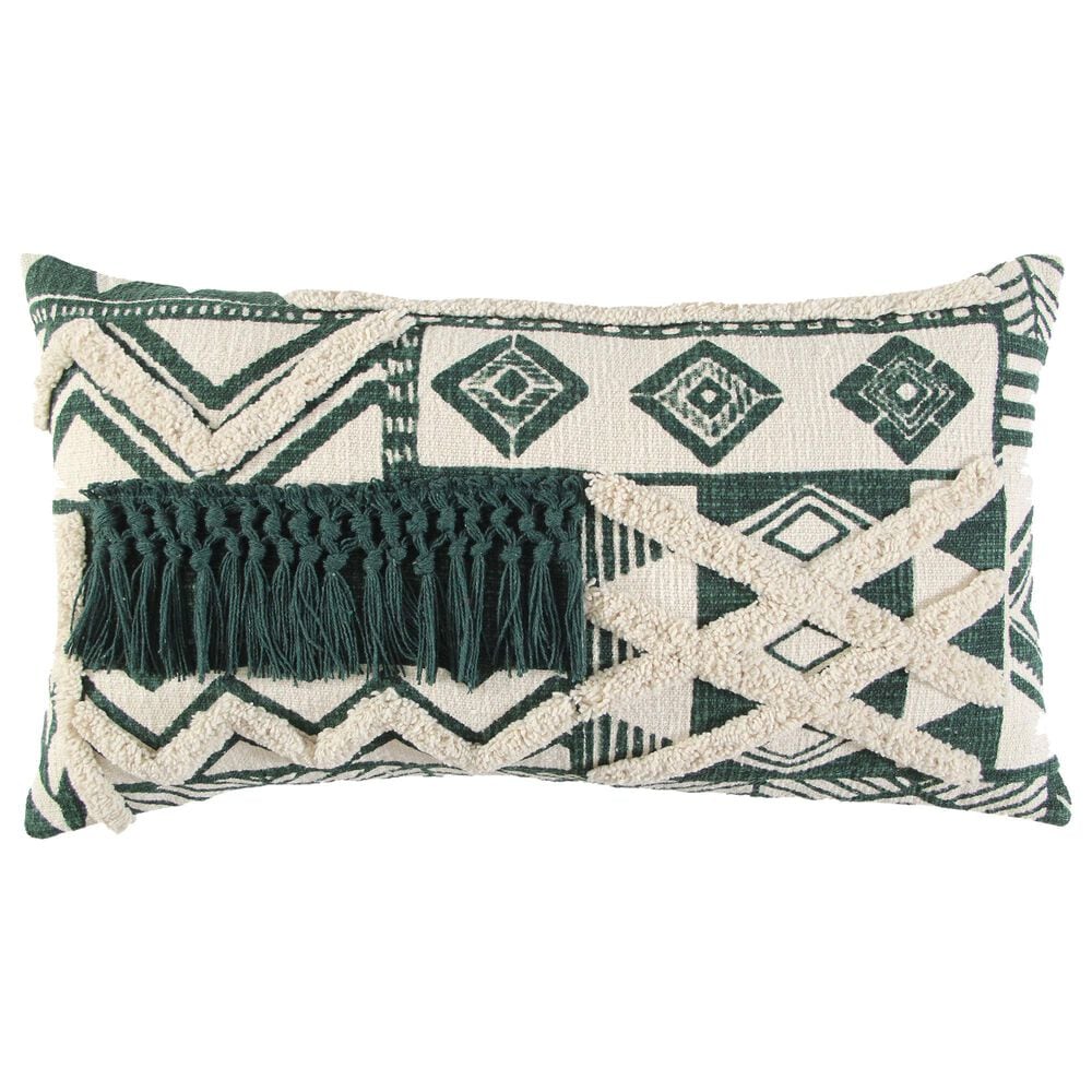 Rizzy Home 14" x 26" Pillow in Ivory and Green, , large