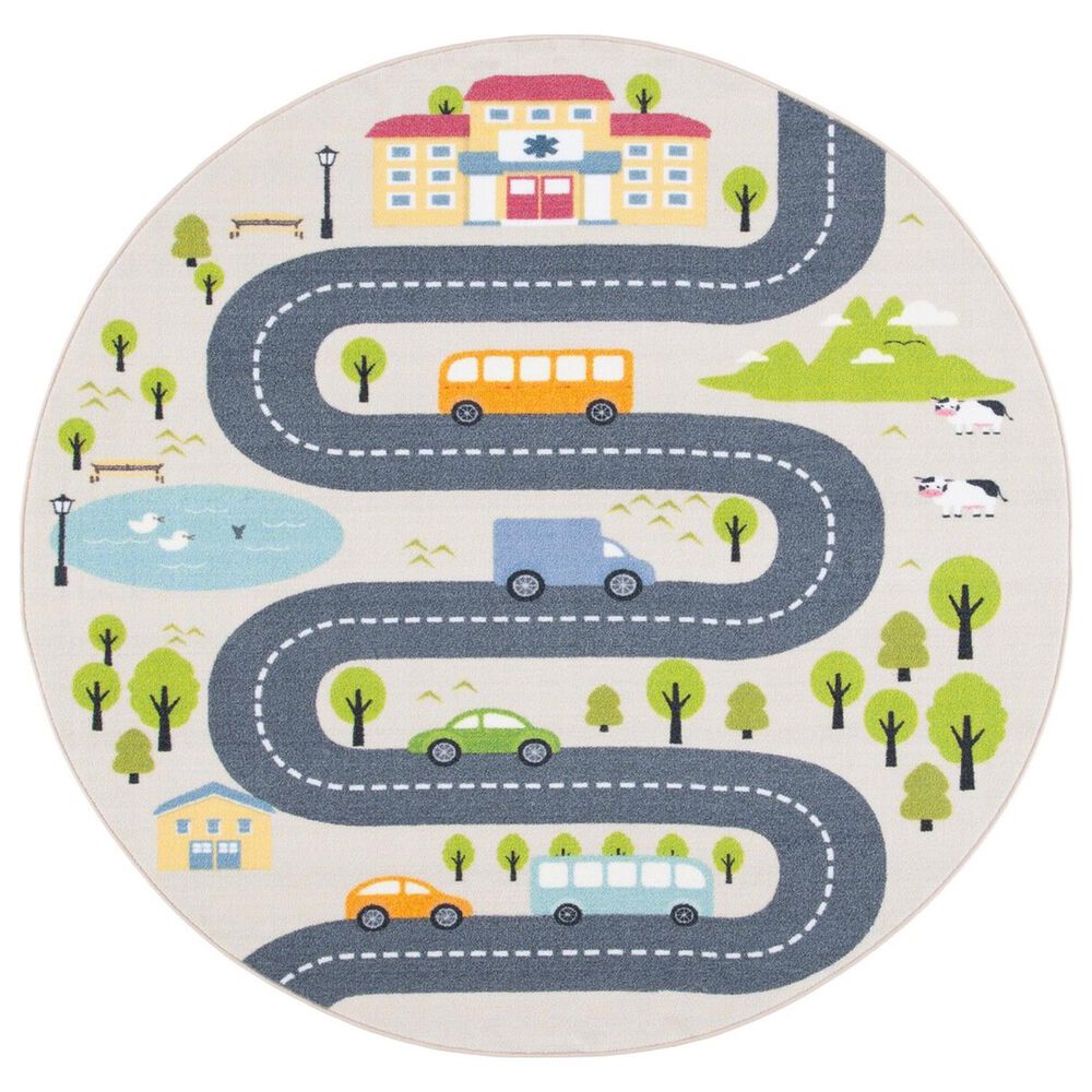 Safavieh Kids Playhouse 3"3" Round Beige and Green Rug, , large