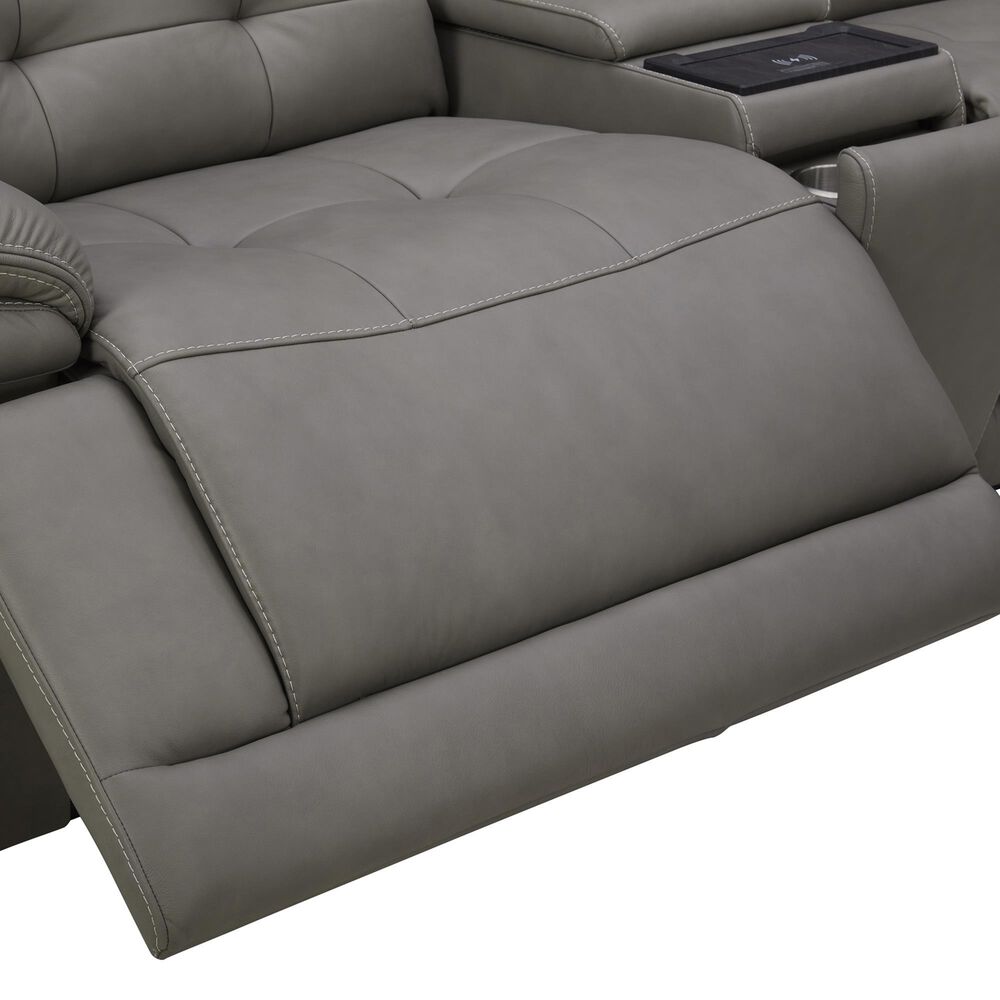 Interlochen 6-Piece Leather Power Reclining Sectional in Aline Light Gray, , large