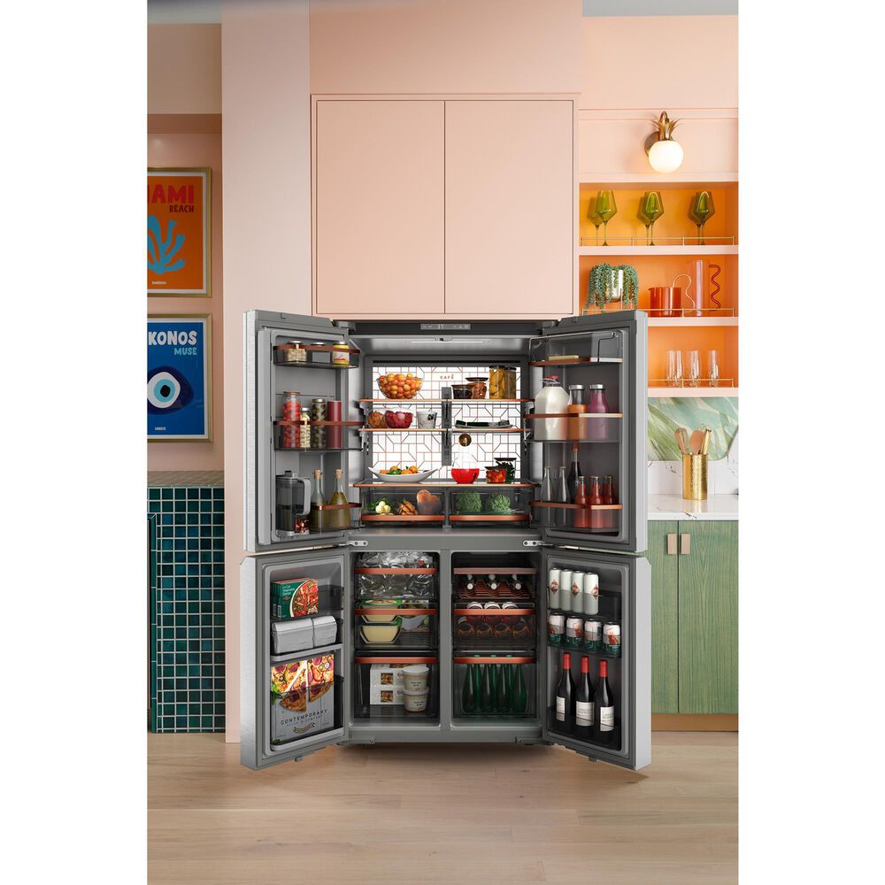 GE Appliances 22.9 Cu. Ft. Smart Counter-Depth Quad-Door Refrigerator in Platinum Glass, , large