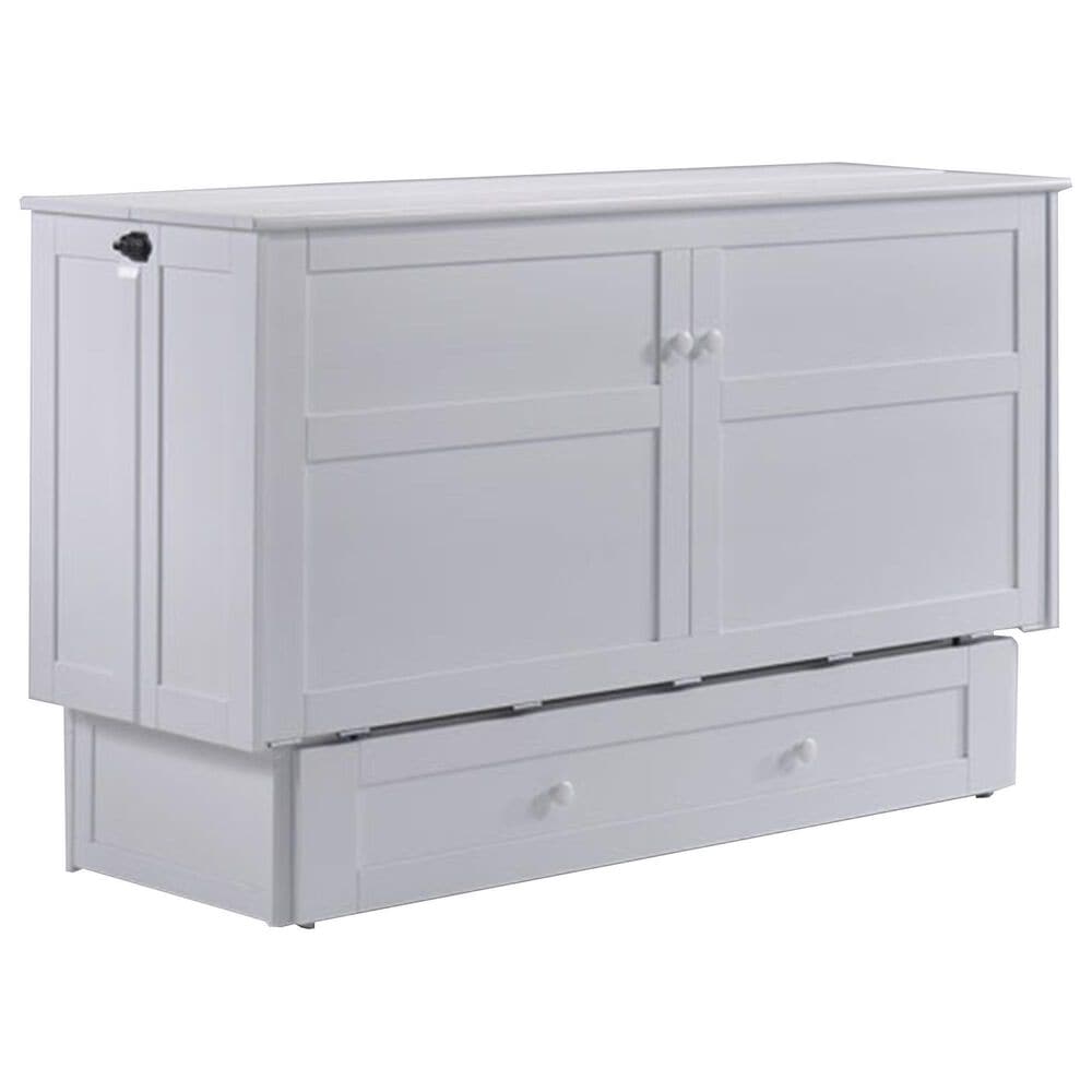 New Day Furniture Clover Murphy Cabinet Bed with Mattress in White, , large