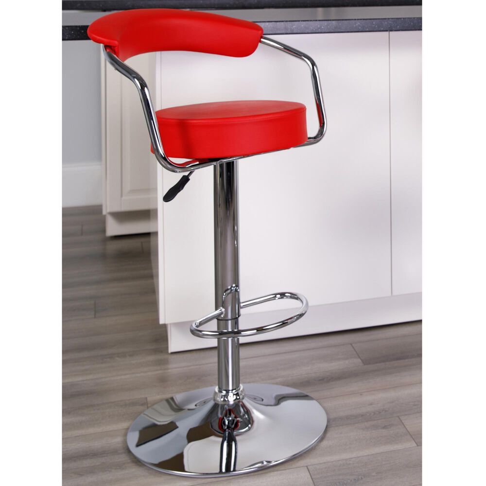 Flash Furniture Adjustable Barstool in Red, , large