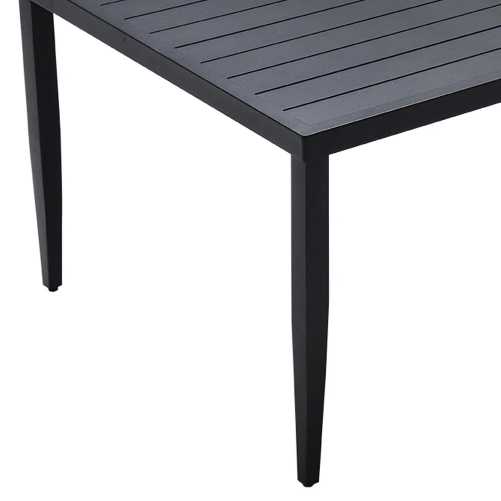 Hearth and Haven Outdoor Rectangular Dining Table with Umbrella Hole and Tapered Feet in Ember Black - Table Only, , large