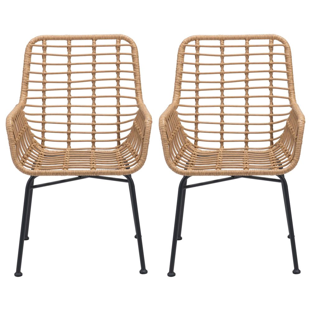 Zuo Modern Lyon Dining Chair in Natural/Black &#40;Set of 2&#41;, , large