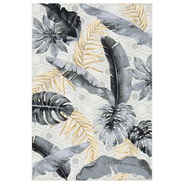 Safavieh Barbados Tropical Botanical 4" x 6" Grey and Gold Indoor/Outdoor Area Rug, , large