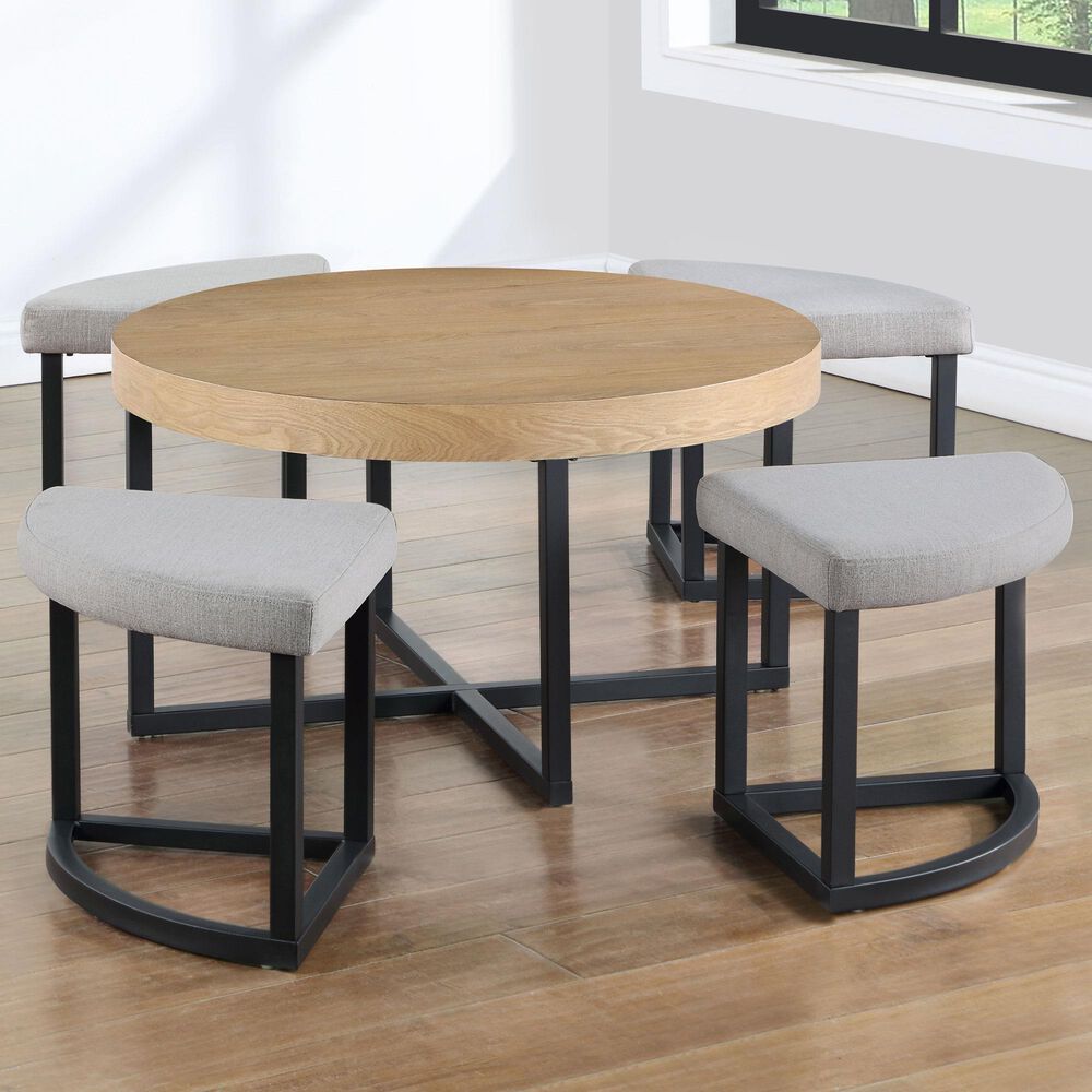 Steve Silver Furniture Magnolia Nesting Coffee Table with 4 Stools in Sand and Black, , large