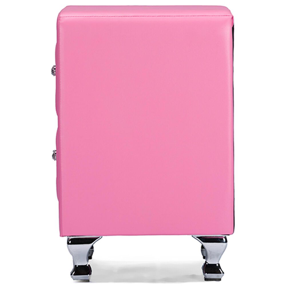 Baxton Studio Stella 2-Drawer Upholstered Nightstand in Pink, , large