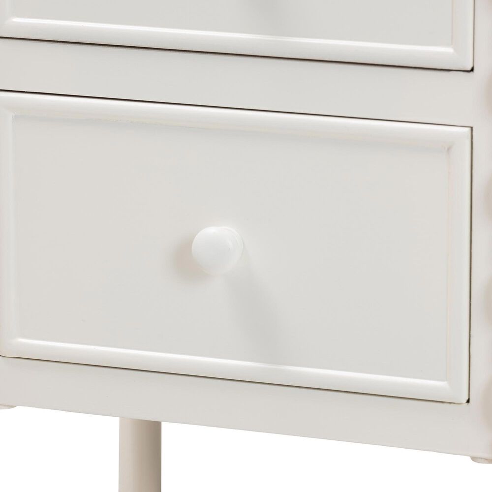 Baxton Studio Malinda 2-Drawer End Table with Spindle Legs in White, , large