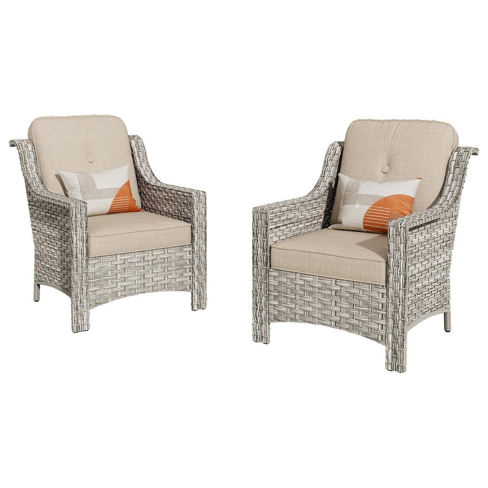 HOMLUX 5-Piece Patio Conversation Set with Two Ottomans in Beige, , large
