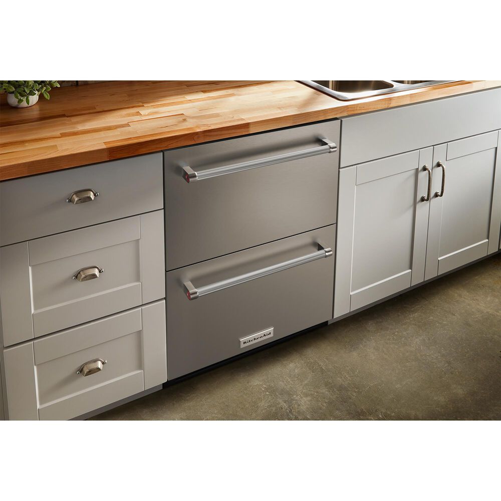 KitchenAid 4.44 Cu. Ft. Undercounter Double-Drawer Refrigerator in Black and Stainless Steel, , large