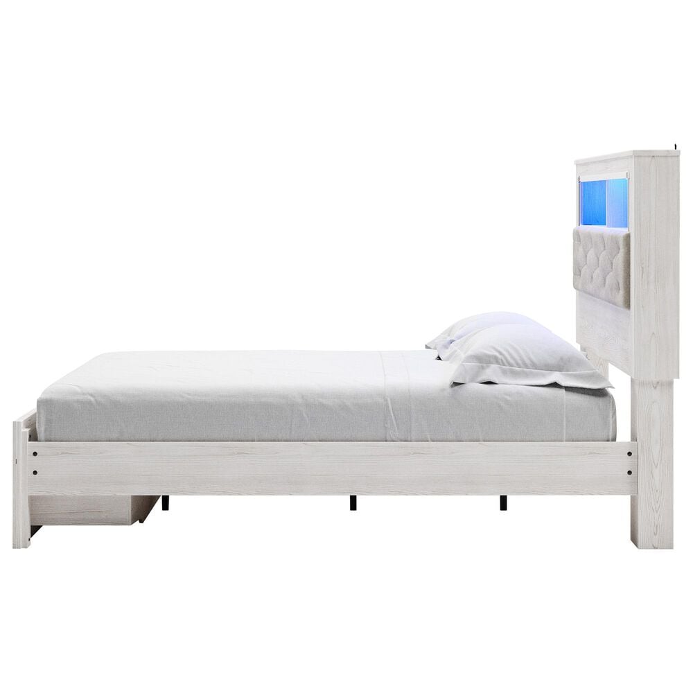 Ashley Altyra Queen Upholstered Bookcase Bed with Storage  in White, , large