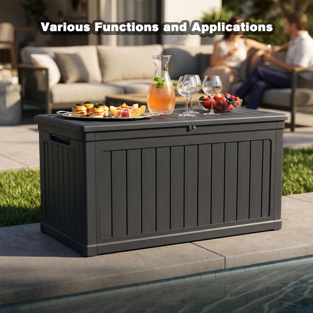 Hearth and Haven 230-Gallon Outdoor Plastic Deck Box in Black, , large