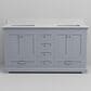 Lexora Home Dukes 60" Double Bathroom Vanity in Dark Grey with White Cultured Marble Top and Rectangular Sinks, , large