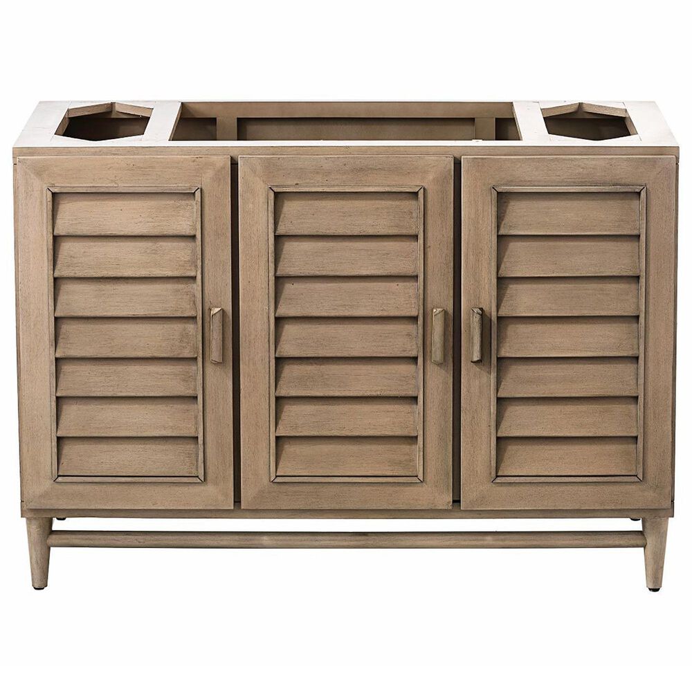James Martin Vanities Portland 48&quot; Single Bathroom Vanity in Whitewashed Walnut with 3 cm Parisien Bleu Quartz Top and Rectangular Sink, , large