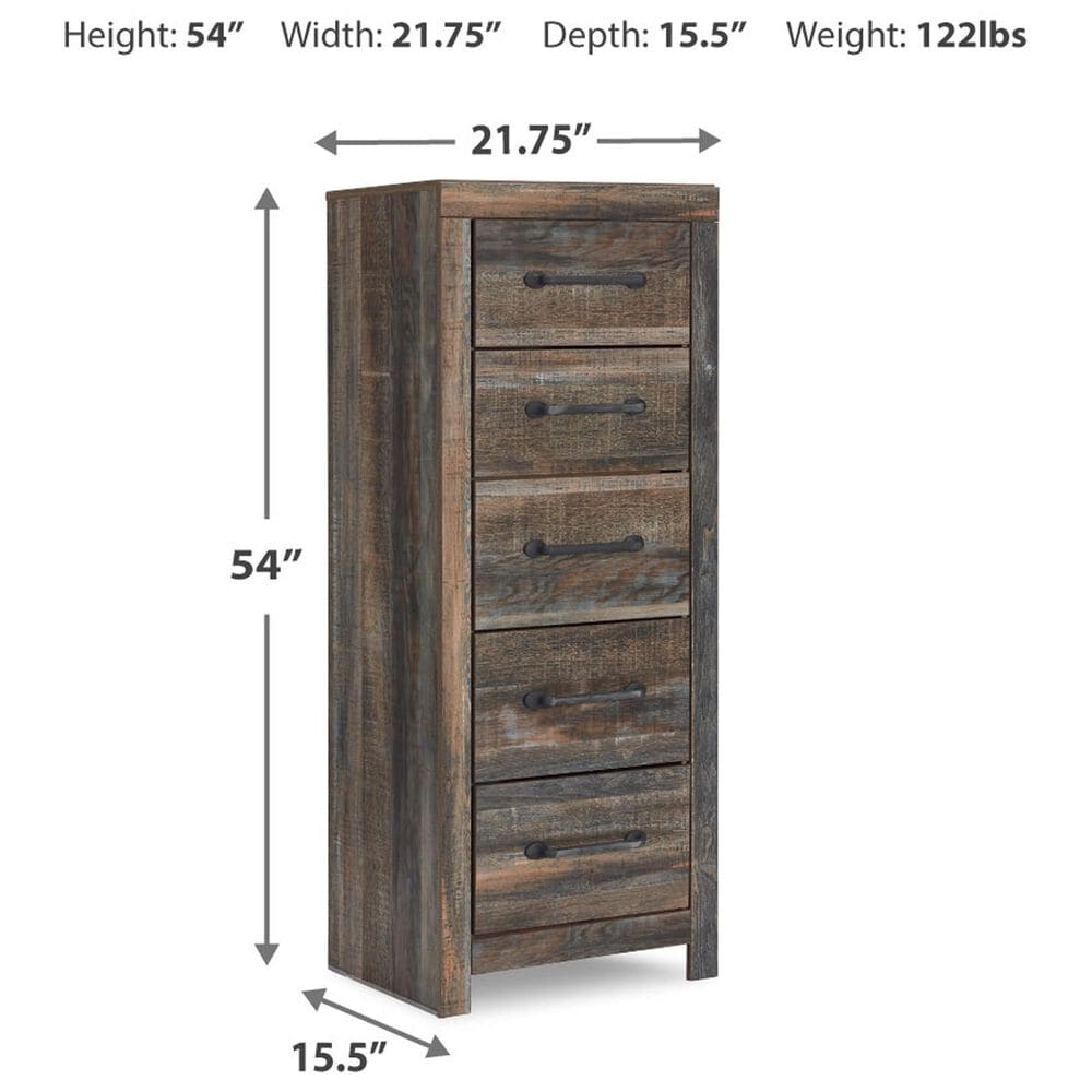 Ashley Drystan 5-Piece Full Storage Bedroom Set in Brown Rustic, Burnt Orange and Teal, , large