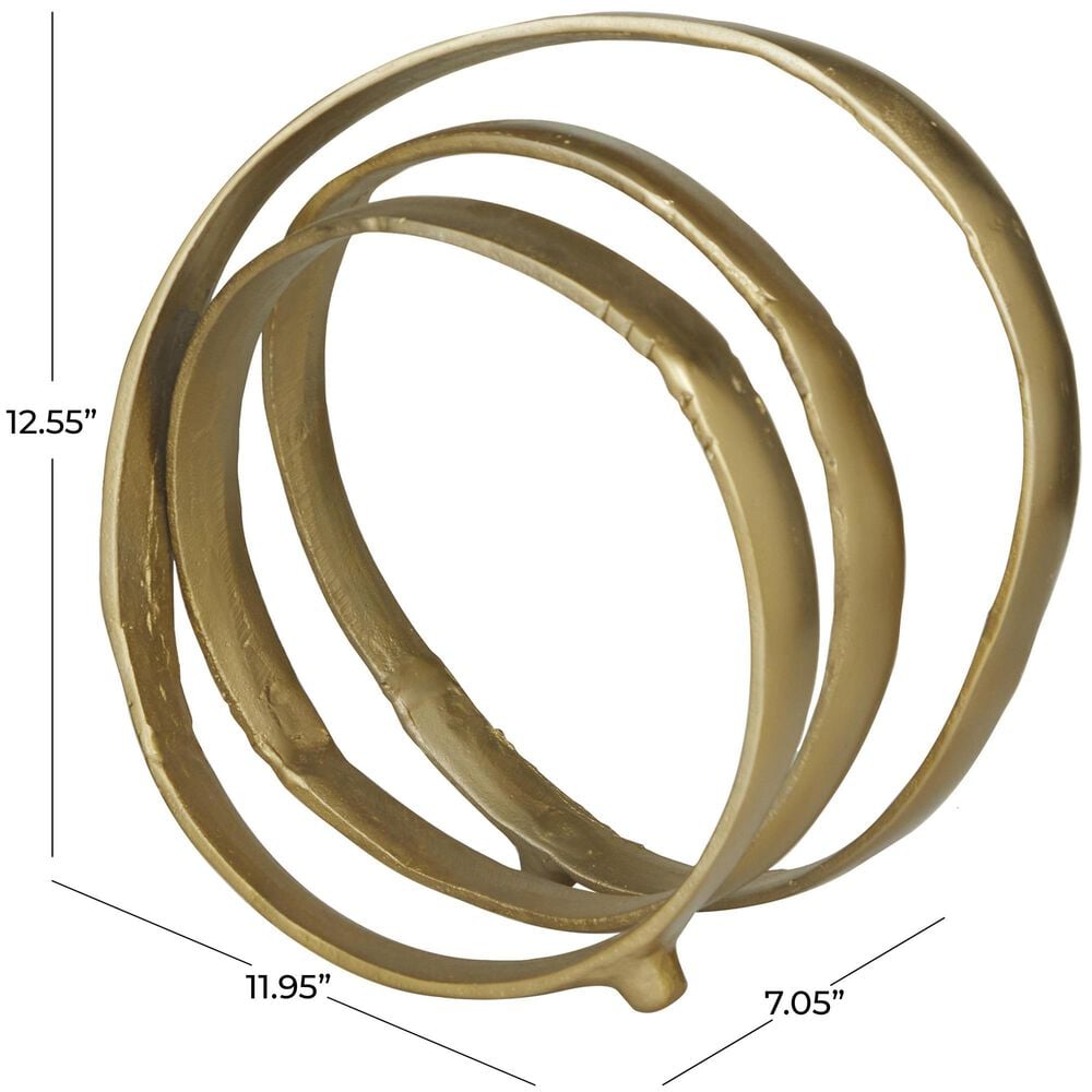 Maple and Jade Abstract Looped Decorative Sculpture in Satin Gold, , large